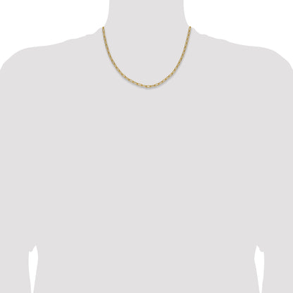 18 Inch 14K Yellow Gold 3.7mm Semi Solid Paperclip Chain Necklace