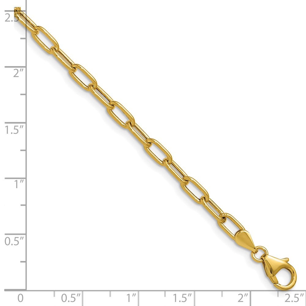 7 Inch 14K Yellow Gold 3.7mm Semi Solid Paperclip Chain Bracelet