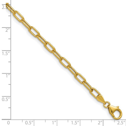 7 Inch 14K Yellow Gold 3.7mm Semi Solid Paperclip Chain Bracelet