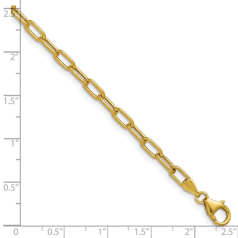 7 Inch 14K Yellow Gold 3.7mm Semi Solid Paperclip Chain Bracelet