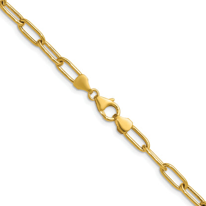 16 Inch 14K Yellow Gold 4.5mm Semi Solid Paperclip Chain Necklace