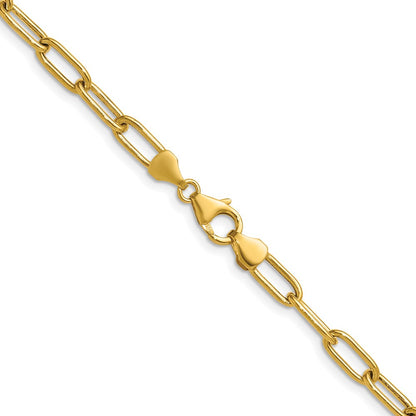 18 Inch 14K Yellow Gold 4.5mm Semi Solid Paperclip Chain Necklace