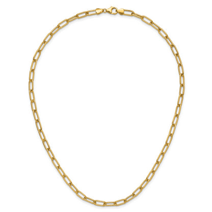 2 Inch 14K Yellow Gold 4.5mm Semi Solid Paperclip Chain Necklace