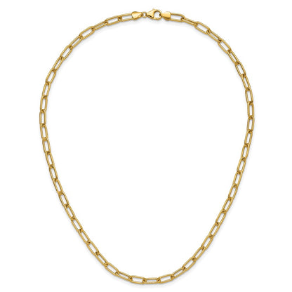2 Inch 14K Yellow Gold 4.5mm Semi Solid Paperclip Chain Necklace
