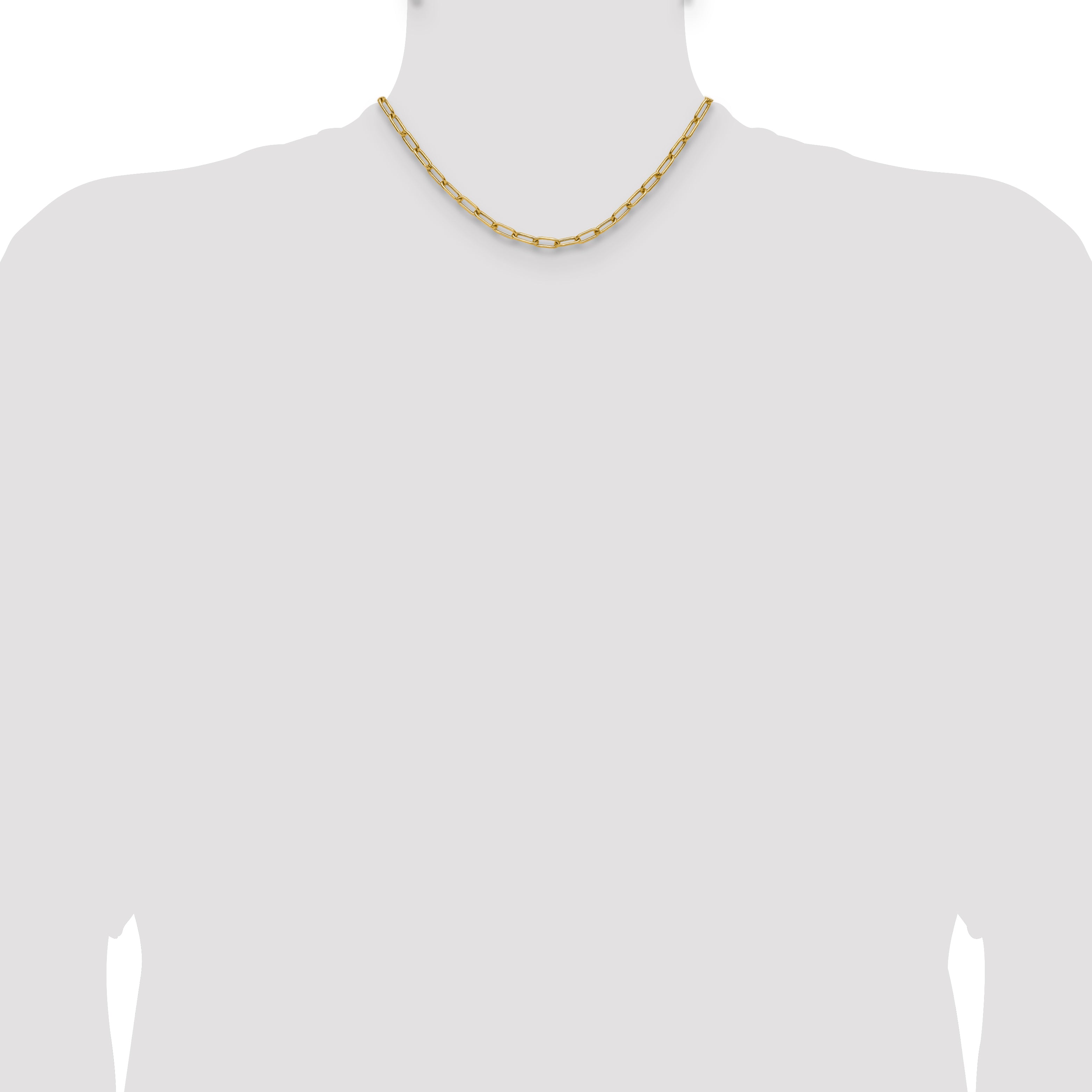 16 Inch 14K Yellow Gold 4.5mm Semi Solid Paperclip Chain Necklace