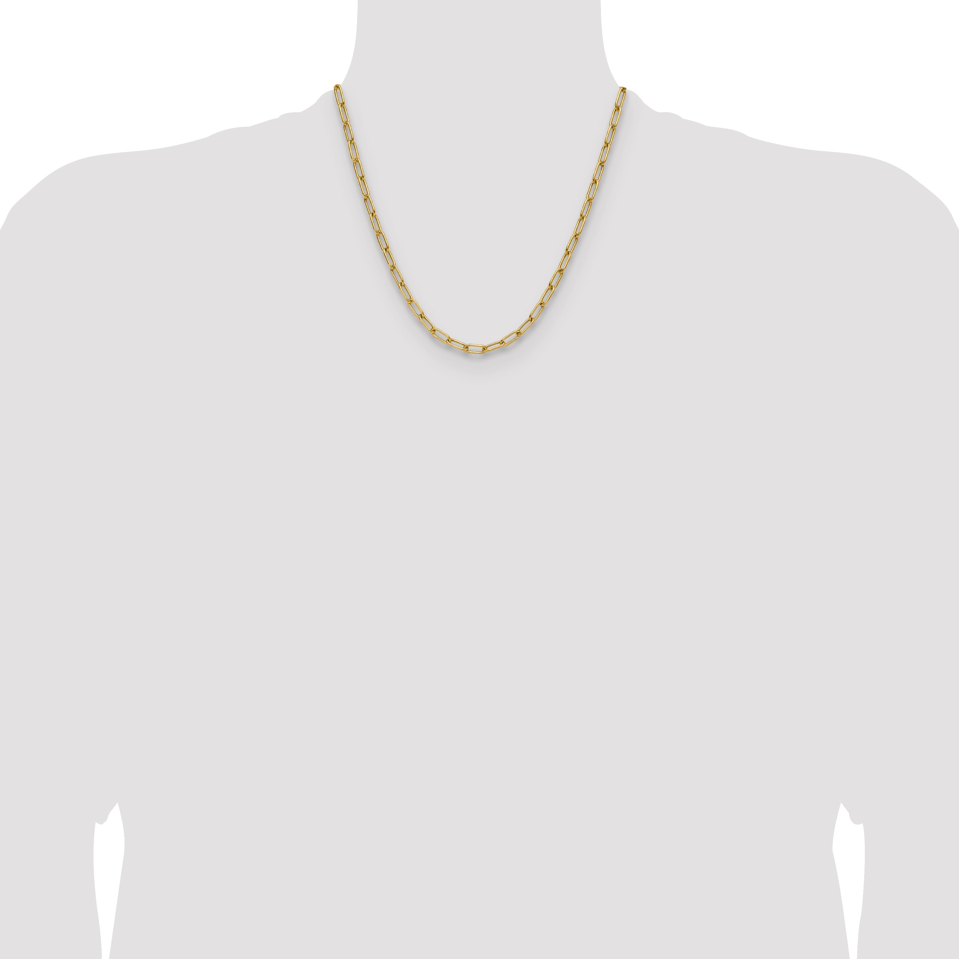 2 Inch 14K Yellow Gold 4.5mm Semi Solid Paperclip Chain Necklace