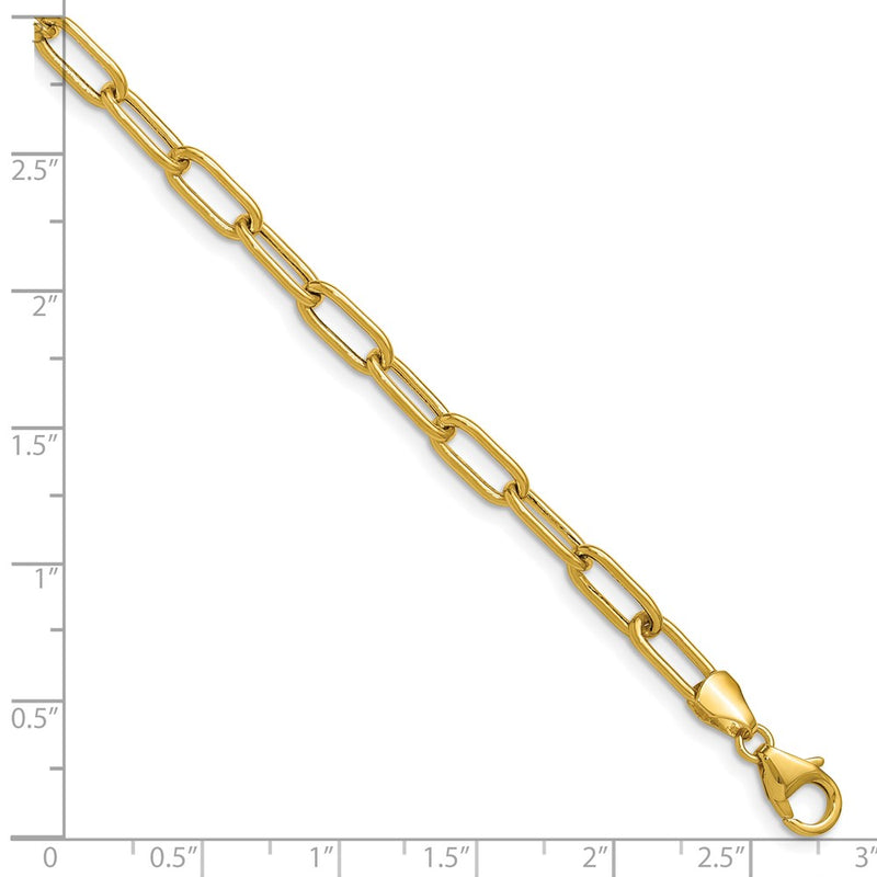 7 Inch 14K Yellow Gold 4.5mm Semi Solid Paperclip Chain Bracelet