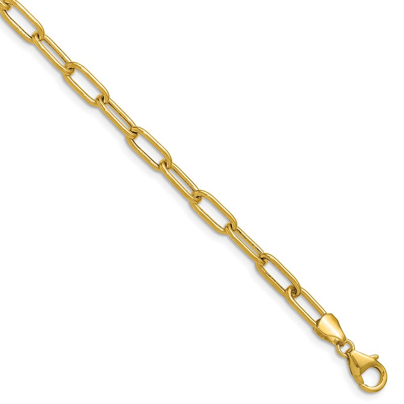 8 Inch 14K Yellow Gold 4.5mm Semi Solid Paperclip Chain Bracelet