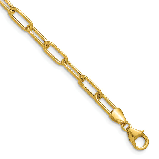 14K Yellow Gold 4.5mm Semi Solid Paperclip Chain