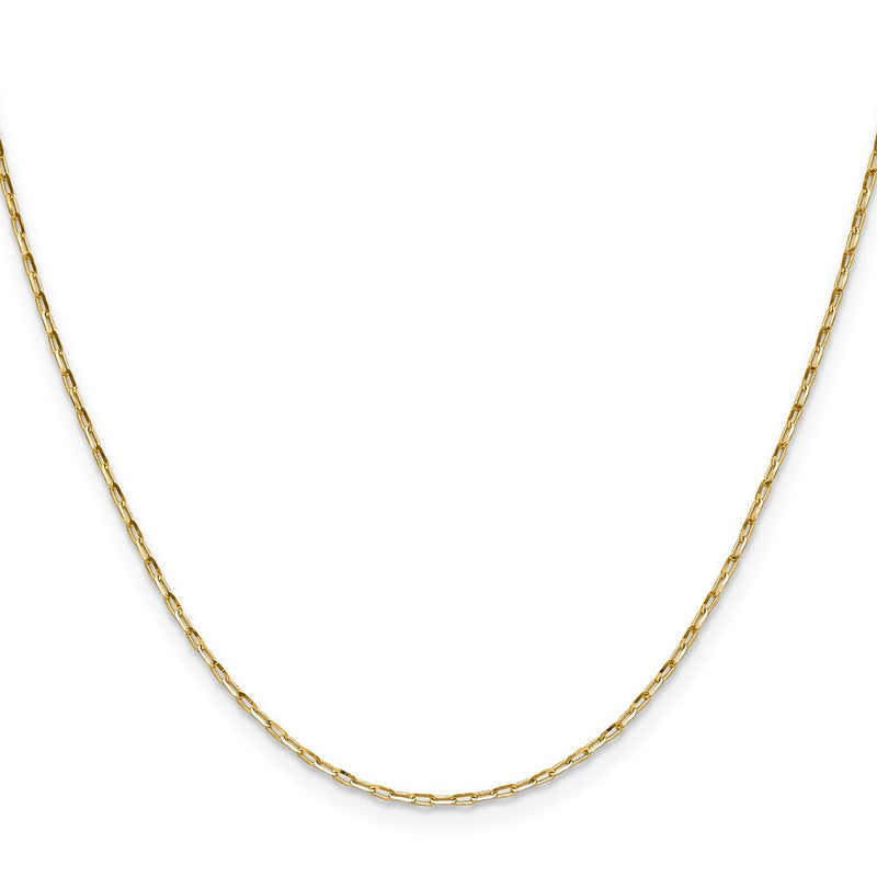 22 Inch 14K Yellow Gold 1.4mm D/C Open Long Link Cable Chain Necklace