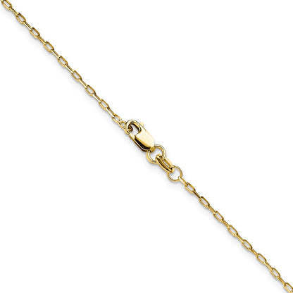 18 Inch 14K Yellow Gold 1.4mm D/C Open Long Link Cable Chain Necklace