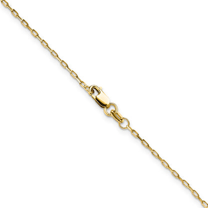 14K Yellow Gold 1.4mm D/C Open Long Link Cable Chain