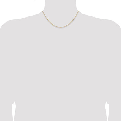 16 Inch 14K Yellow Gold 1.4mm D/C Open Long Link Cable Chain Necklace
