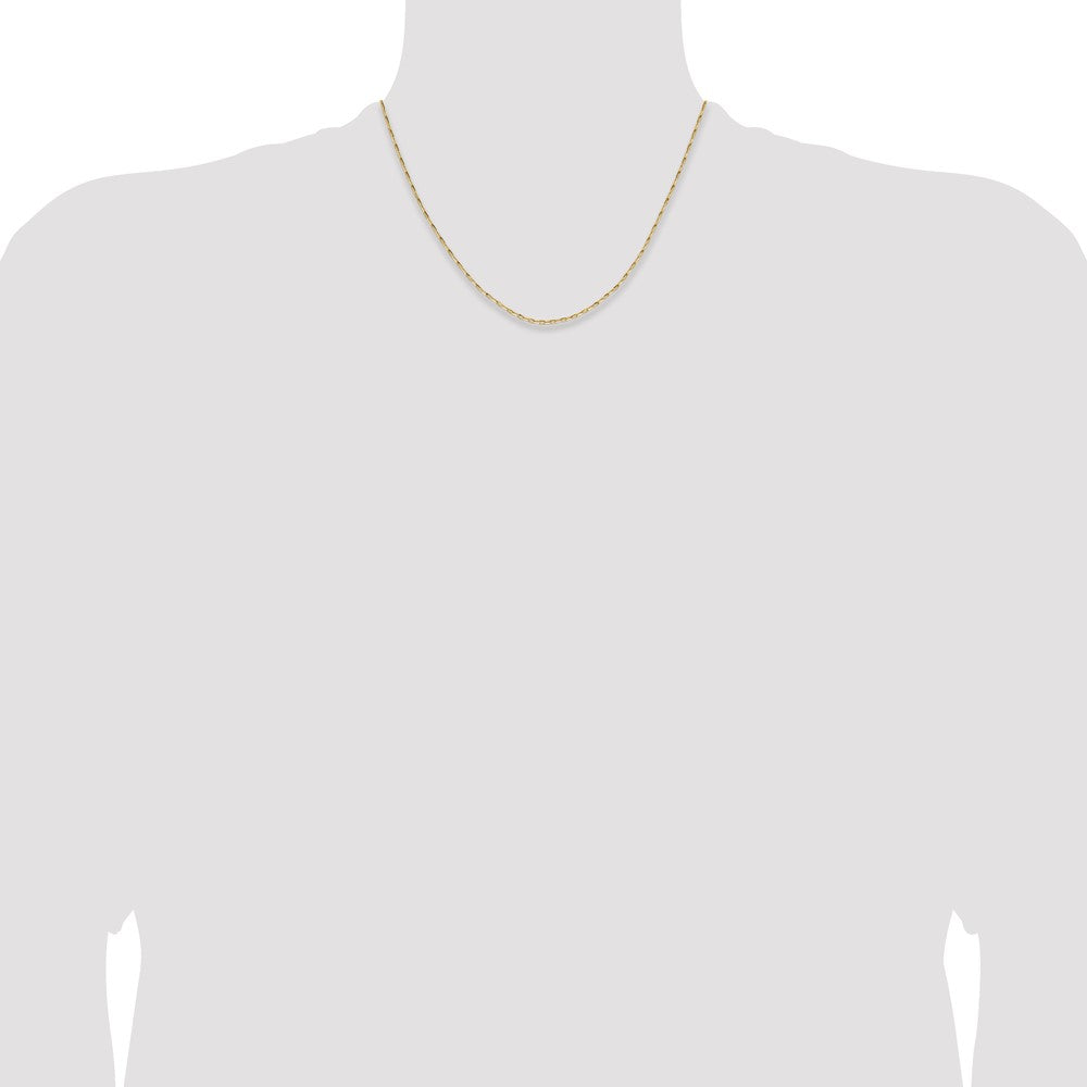 18 Inch 14K Yellow Gold 1.4mm D/C Open Long Link Cable Chain Necklace
