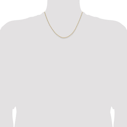 18 Inch 14K Yellow Gold 1.4mm D/C Open Long Link Cable Chain Necklace