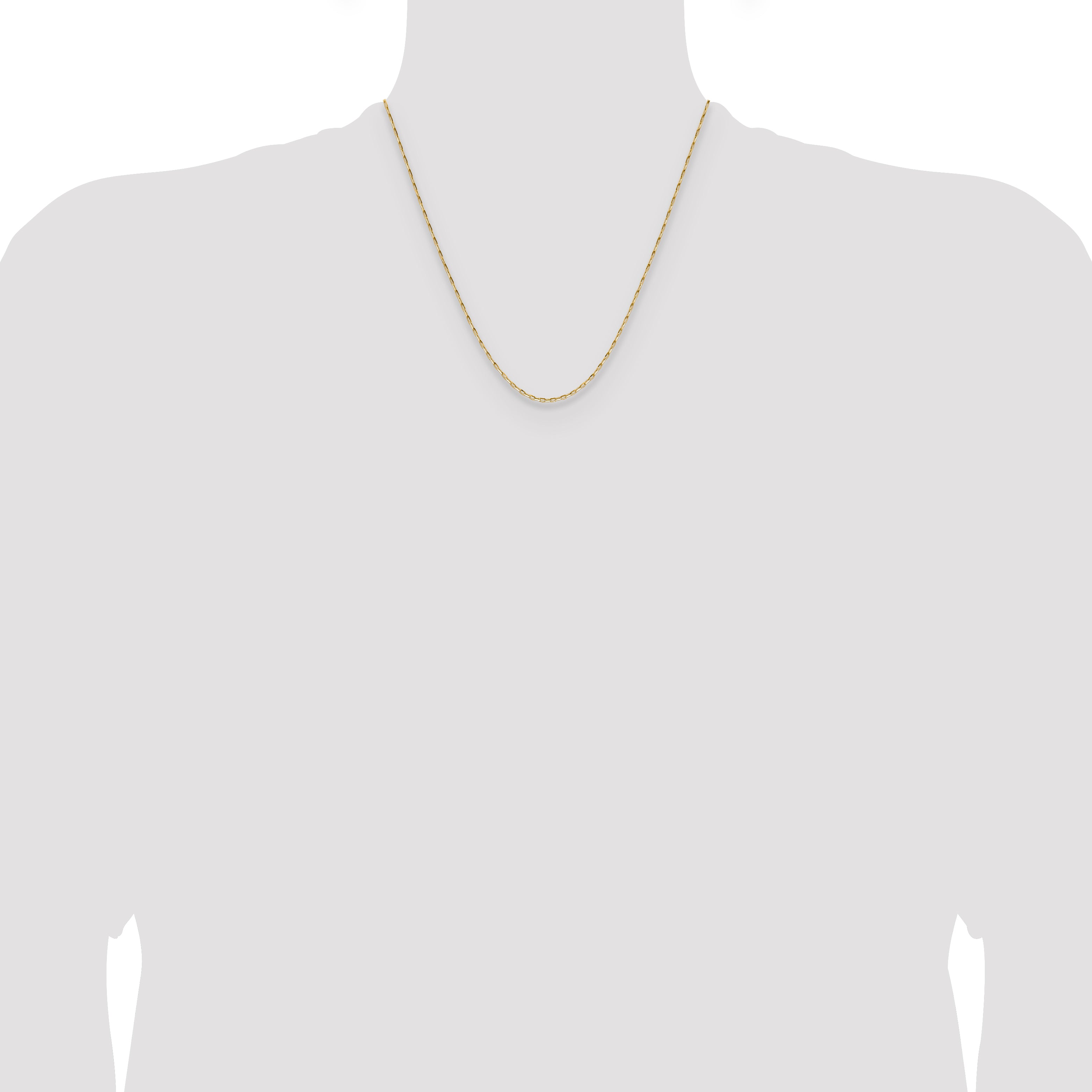 14K Yellow Gold 1.4mm D/C Open Long Link Cable Chain