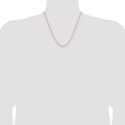 14K Yellow Gold 1.4mm D/C Open Long Link Cable Chain