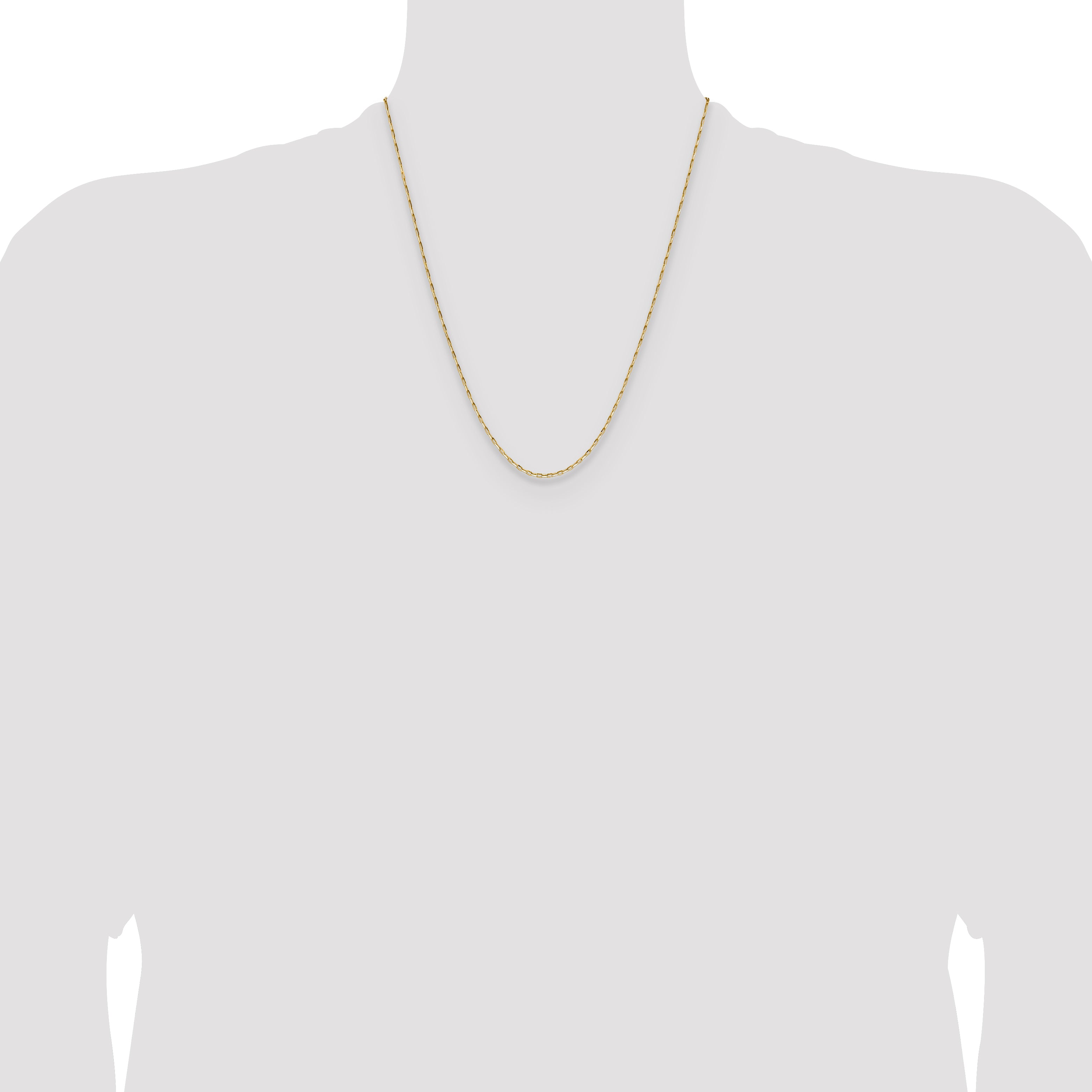 14K Yellow Gold 1.4mm D/C Open Long Link Cable Chain