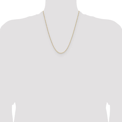 14K Yellow Gold 1.4mm D/C Open Long Link Cable Chain