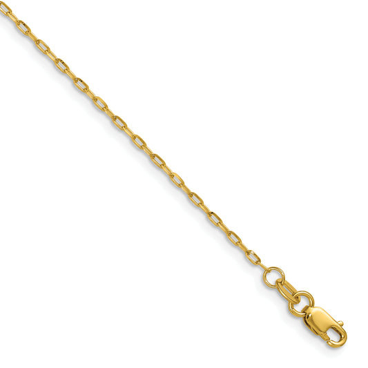 14K Yellow Gold 1.4mm D/C Open Long Link Cable Chain