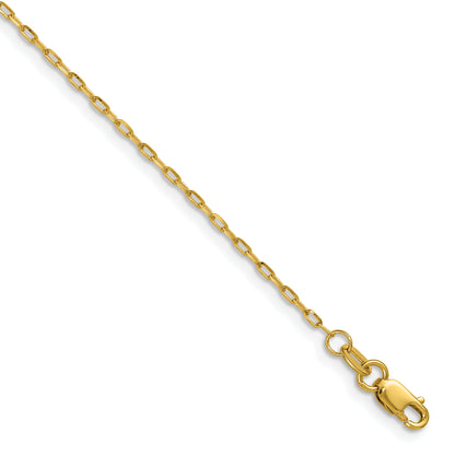 14K Yellow Gold 1.4mm D/C Open Long Link Cable Chain