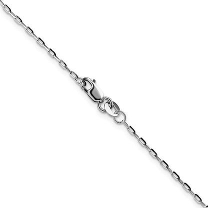 22 Inch 14K White Gold 1.4mm D/C Open Long Link Cable Chain Necklace