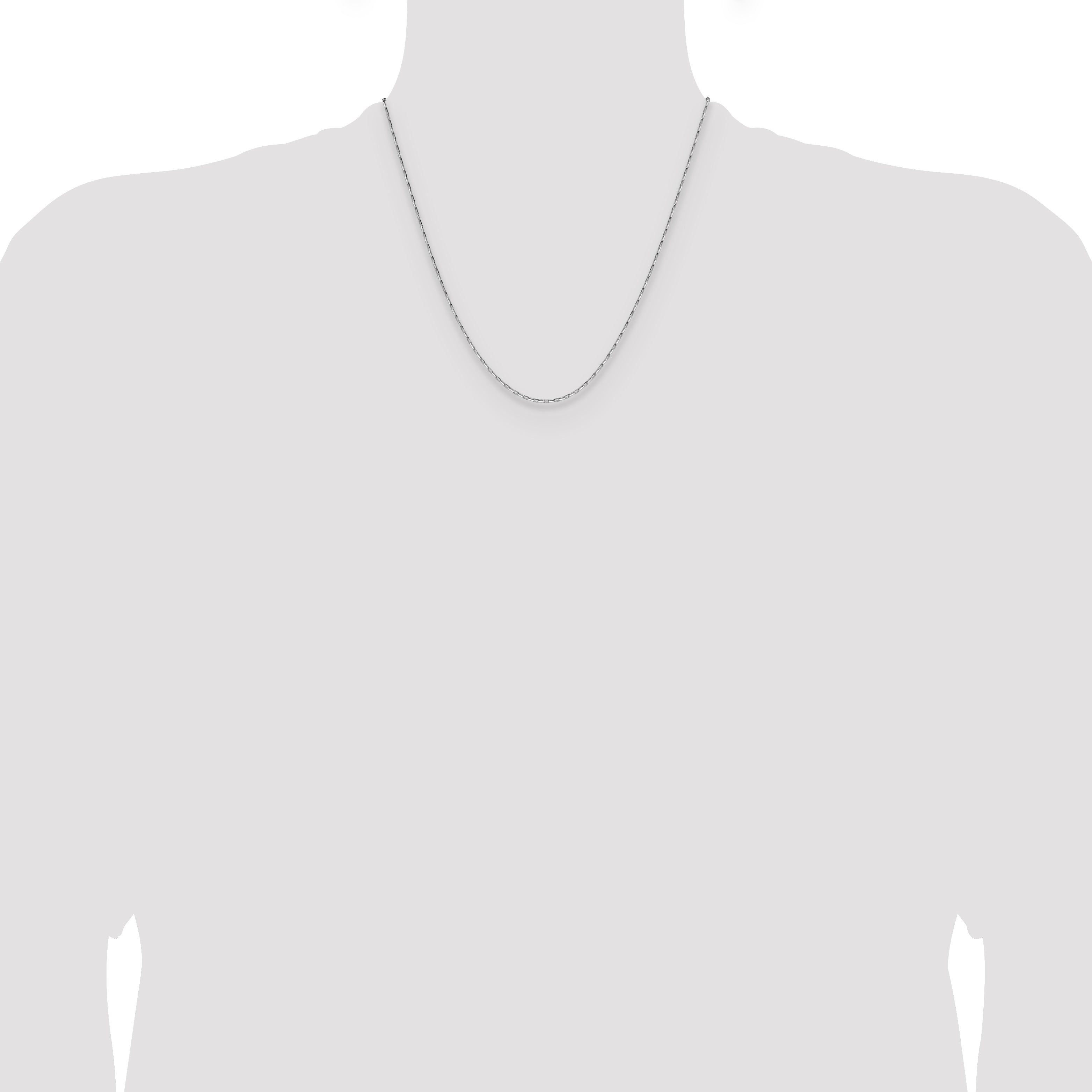 14K White Gold 1.4mm D/C Open Long Link Cable Chain