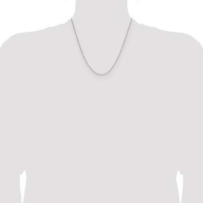 14K White Gold 1.4mm D/C Open Long Link Cable Chain
