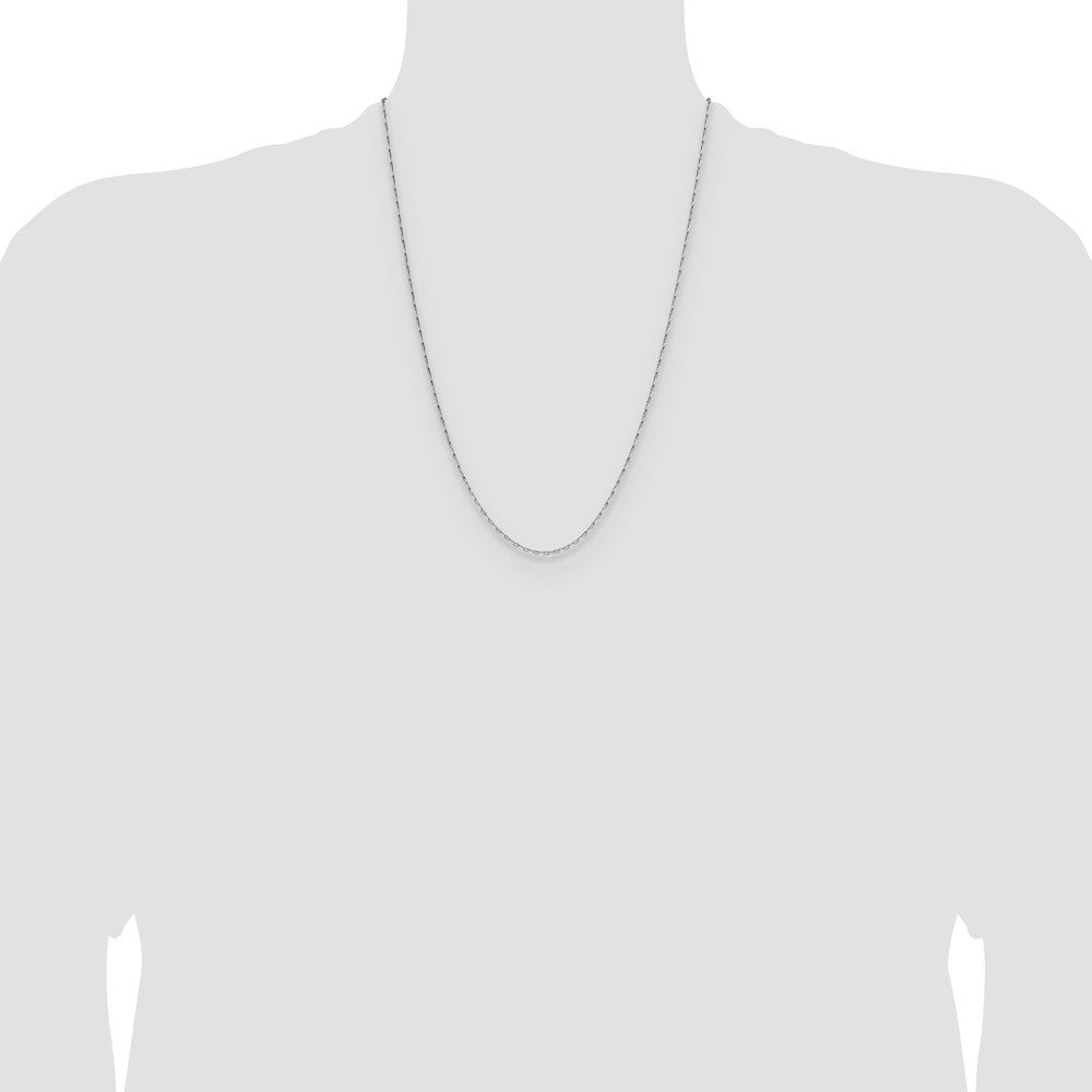 24 Inch 14K White Gold 1.4mm D/C Open Long Link Cable Chain Necklace