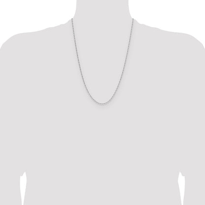 24 Inch 14K White Gold 1.4mm D/C Open Long Link Cable Chain Necklace