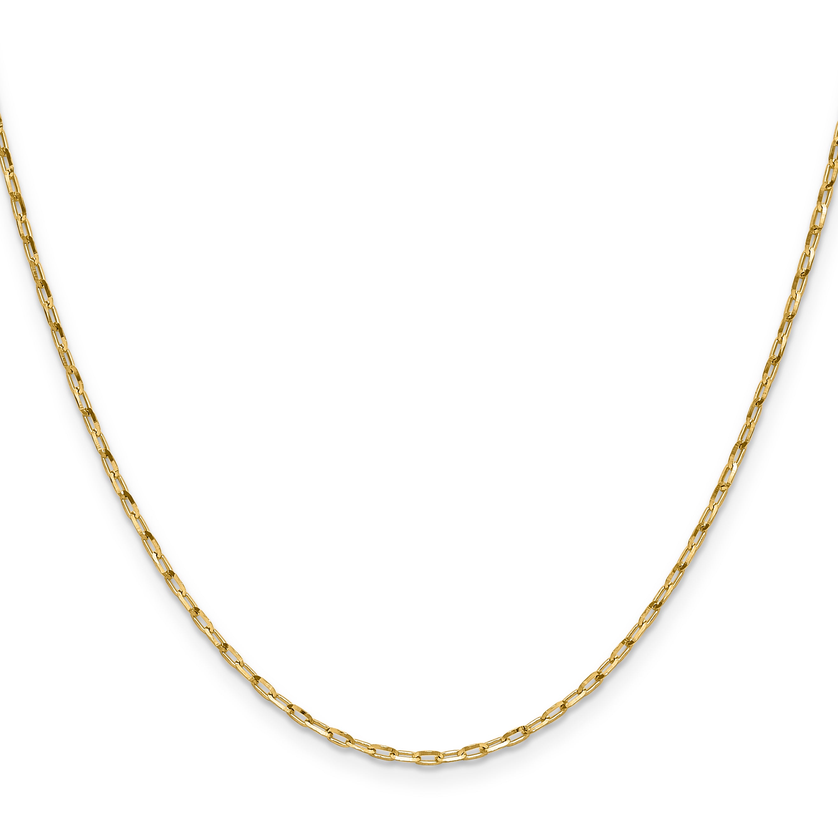 14K Yellow Gold 1.75mm D/C Open Long Link Cable Chain