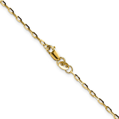 22 Inch 14K Yellow Gold 1.75mm D/C Open Long Link Cable Chain Necklace