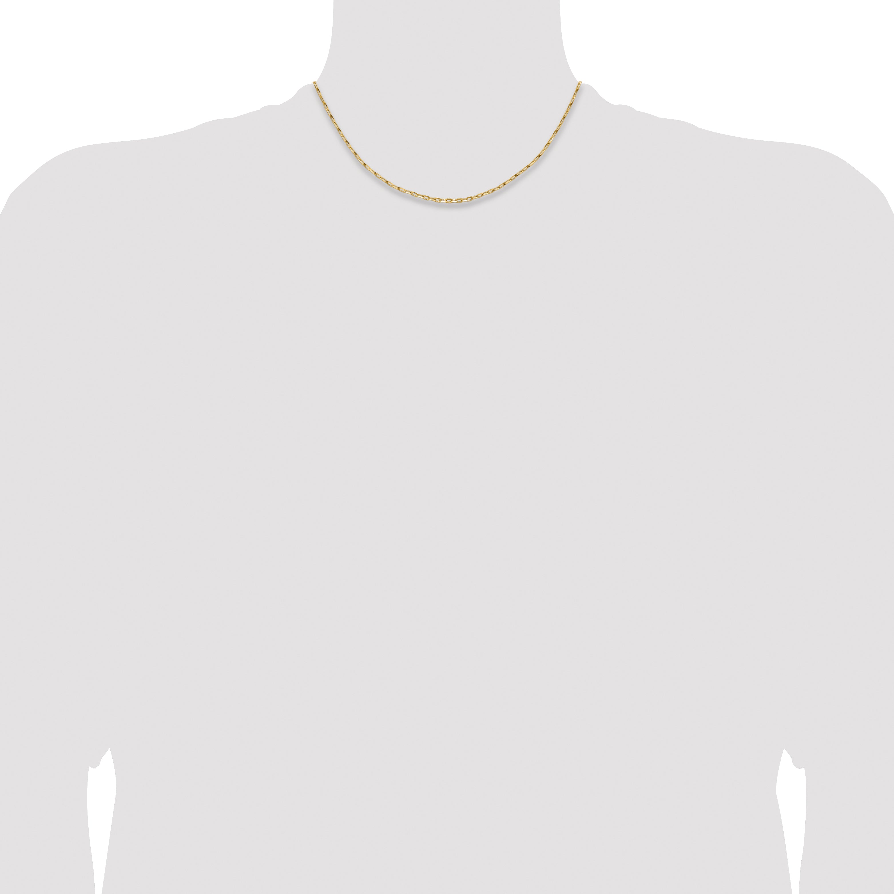 14K Yellow Gold 1.75mm D/C Open Long Link Cable Chain