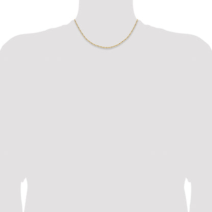14K Yellow Gold 1.75mm D/C Open Long Link Cable Chain