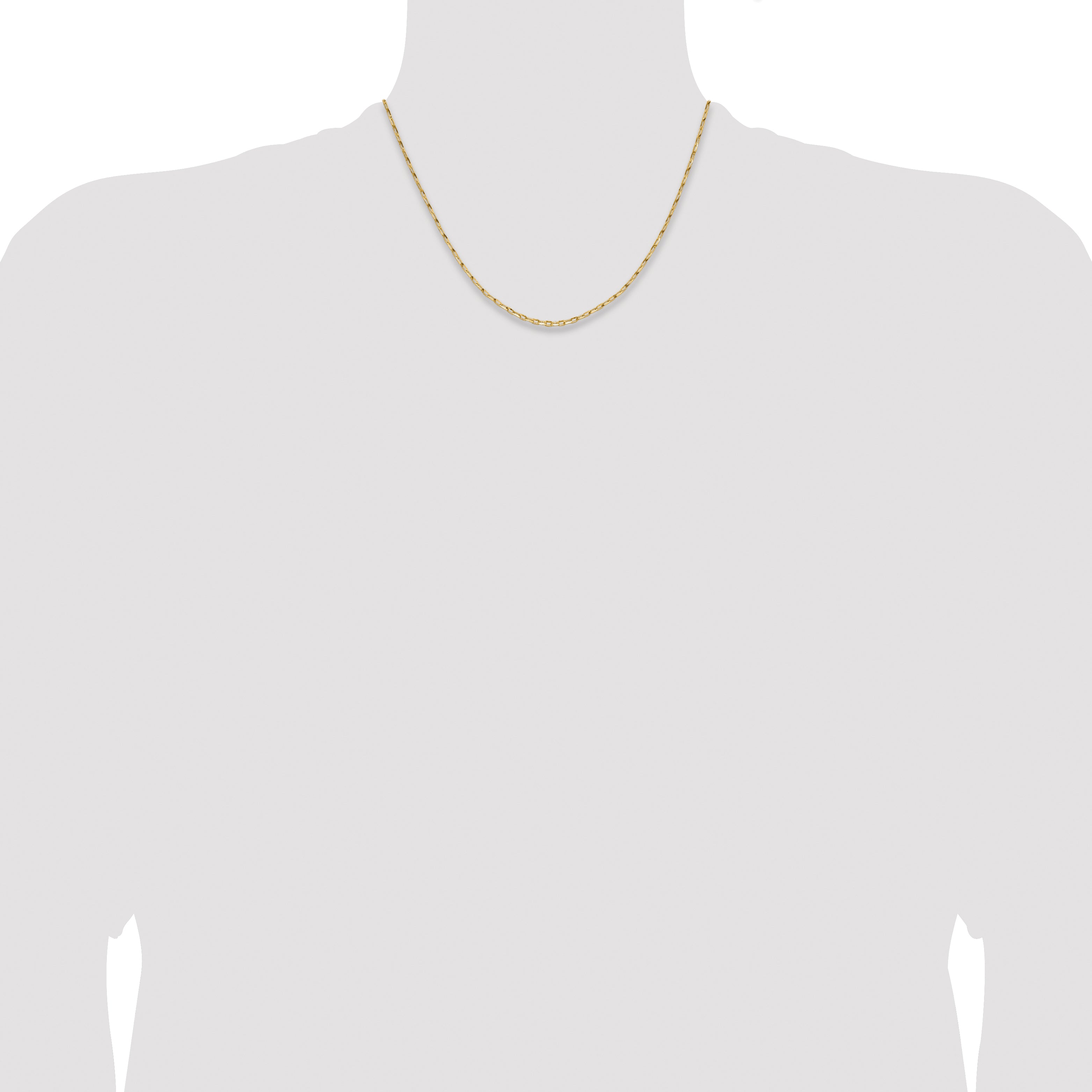 14K Yellow Gold 1.75mm D/C Open Long Link Cable Chain