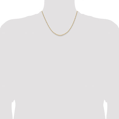 14K Yellow Gold 1.75mm D/C Open Long Link Cable Chain