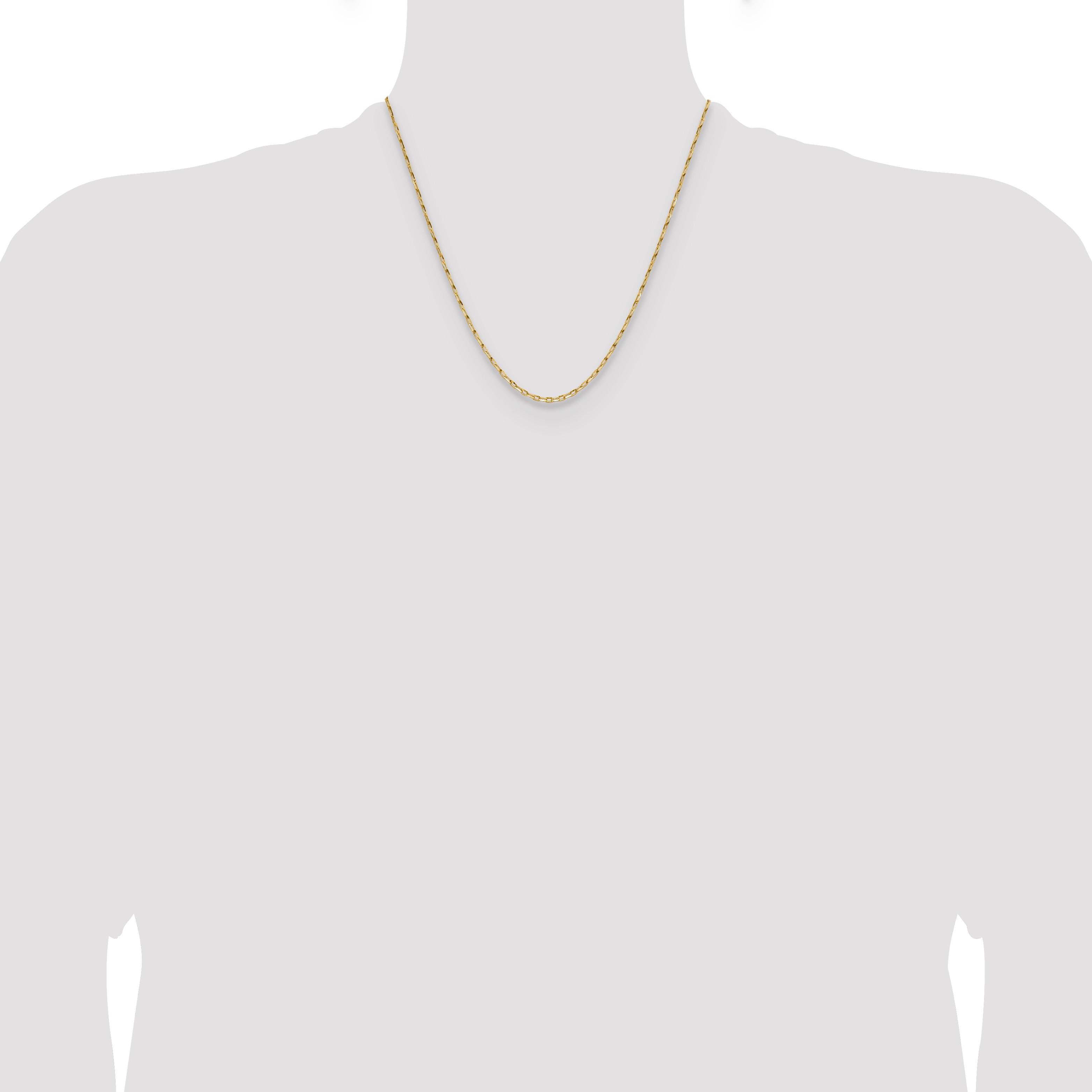 14K Yellow Gold 1.75mm D/C Open Long Link Cable Chain