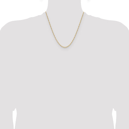 14K Yellow Gold 1.75mm D/C Open Long Link Cable Chain