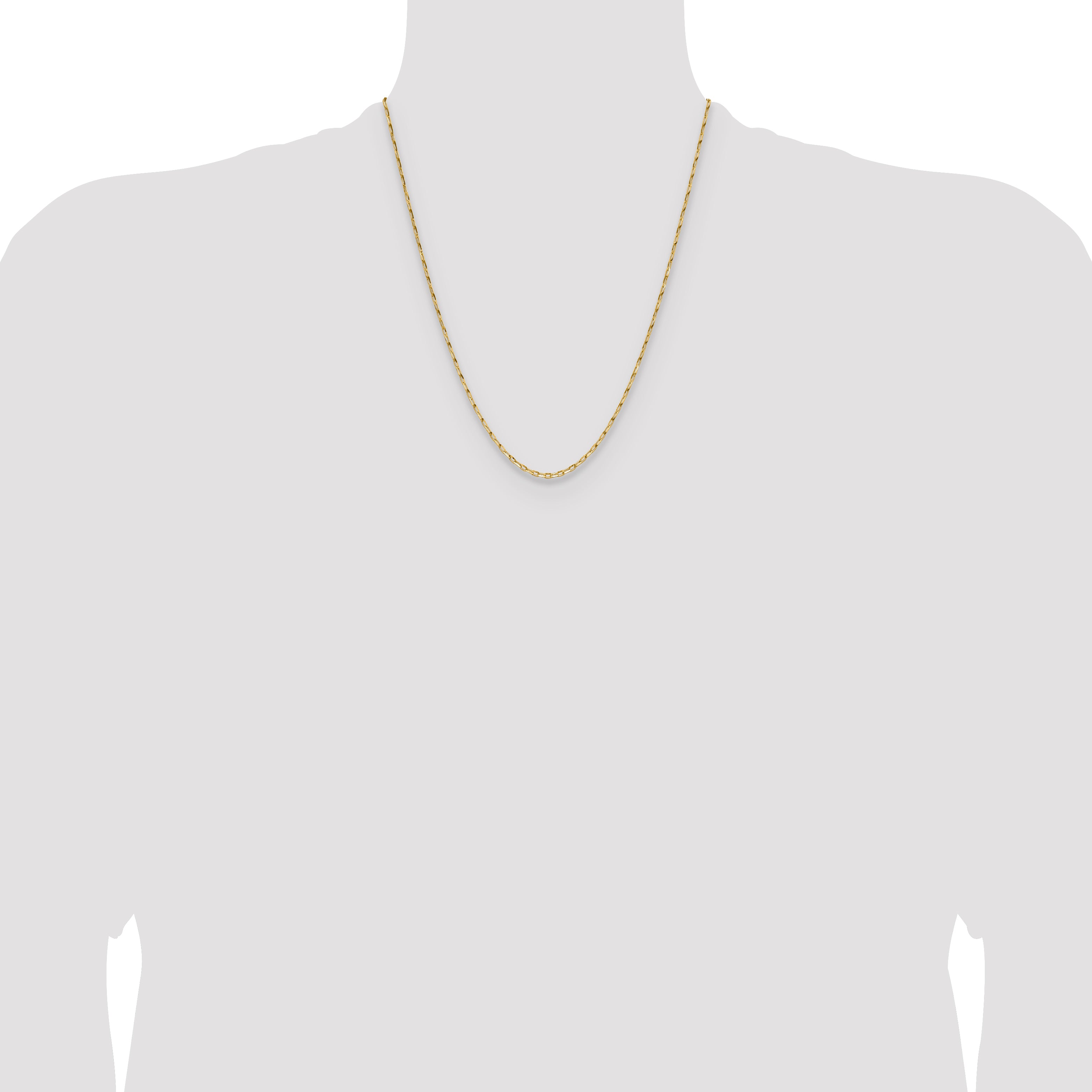 14K Yellow Gold 1.75mm D/C Open Long Link Cable Chain