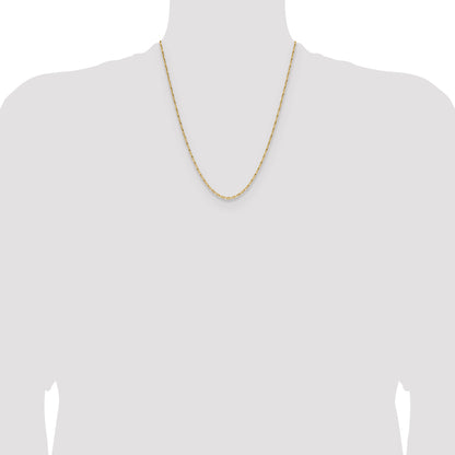 14K Yellow Gold 1.75mm D/C Open Long Link Cable Chain