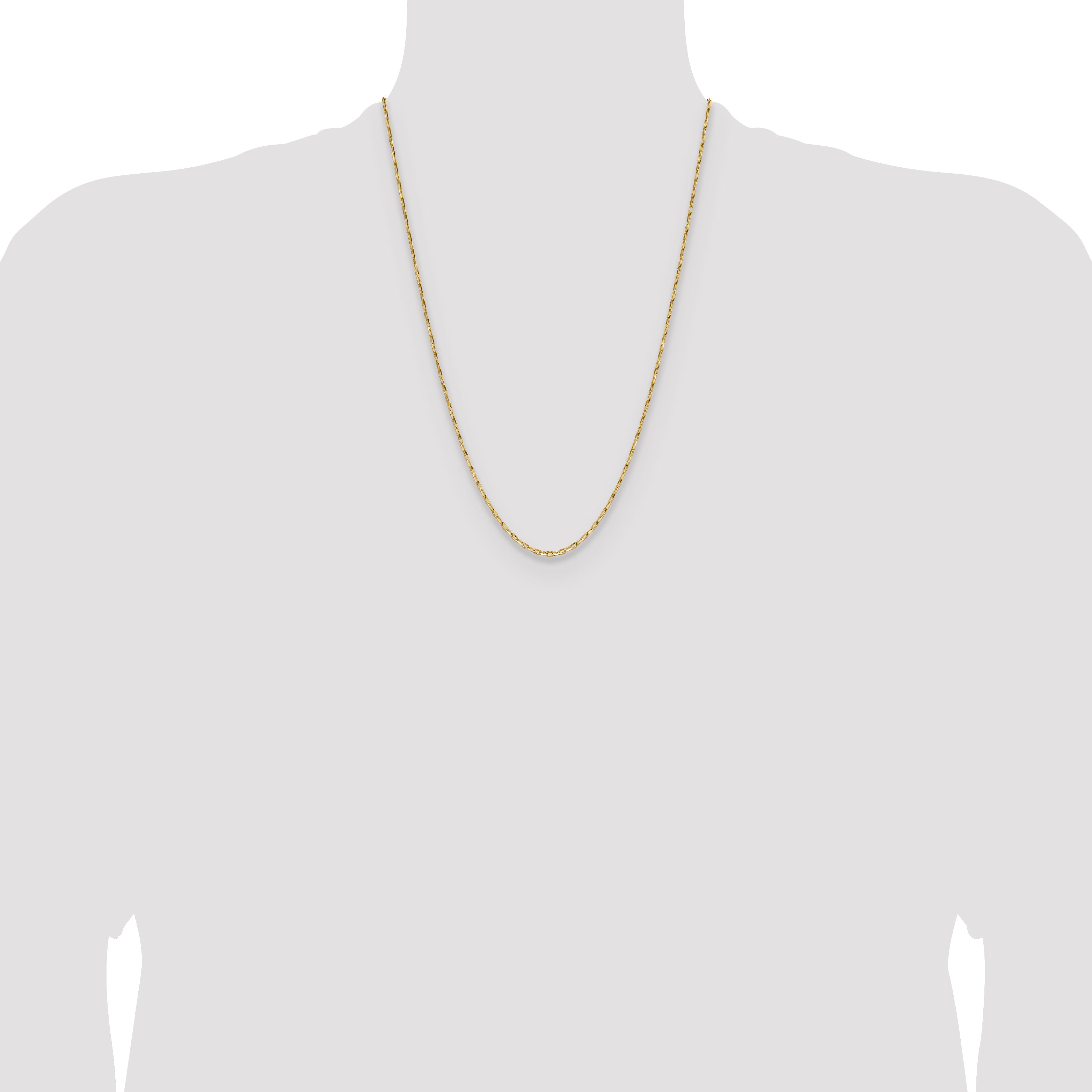 14K Yellow Gold 1.75mm D/C Open Long Link Cable Chain