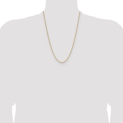 14K Yellow Gold 1.75mm D/C Open Long Link Cable Chain