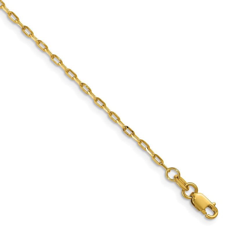 18 Inch 14K Yellow Gold 1.75mm D/C Open Long Link Cable Chain Necklace