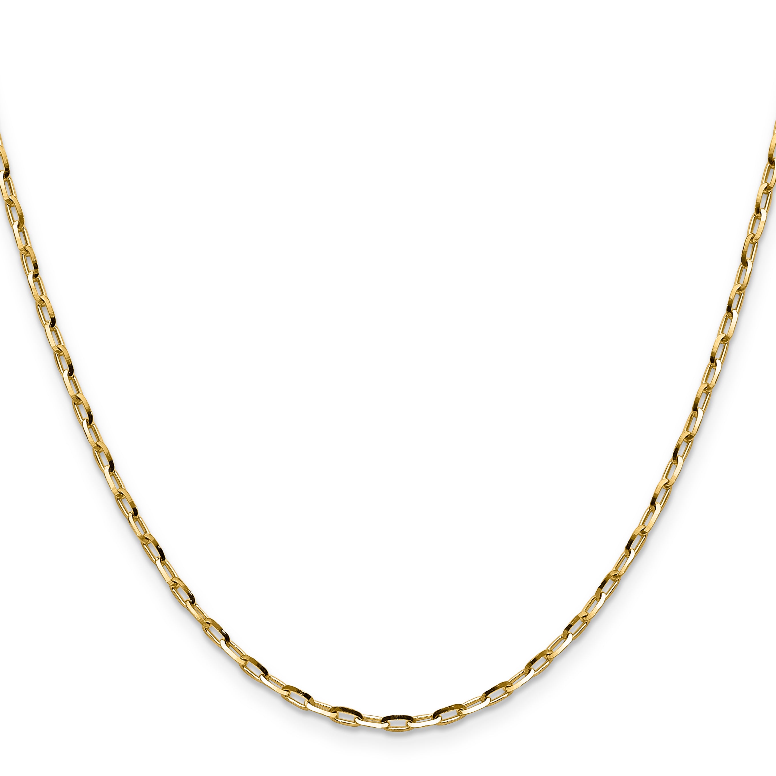 14K Yellow Gold 2.3mm D/C Open Long Link Cable Chain