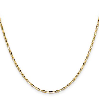 14K Yellow Gold 2.3mm D/C Open Long Link Cable Chain