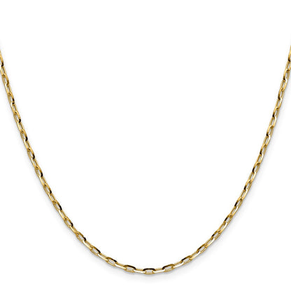 24 Inch 14K Yellow Gold 2.3mm D/C Open Long Link Cable Chain Necklace