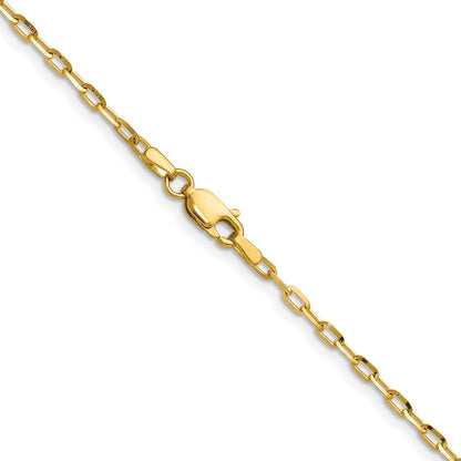 22 Inch 14K Yellow Gold 2.3mm D/C Open Long Link Cable Chain Necklace