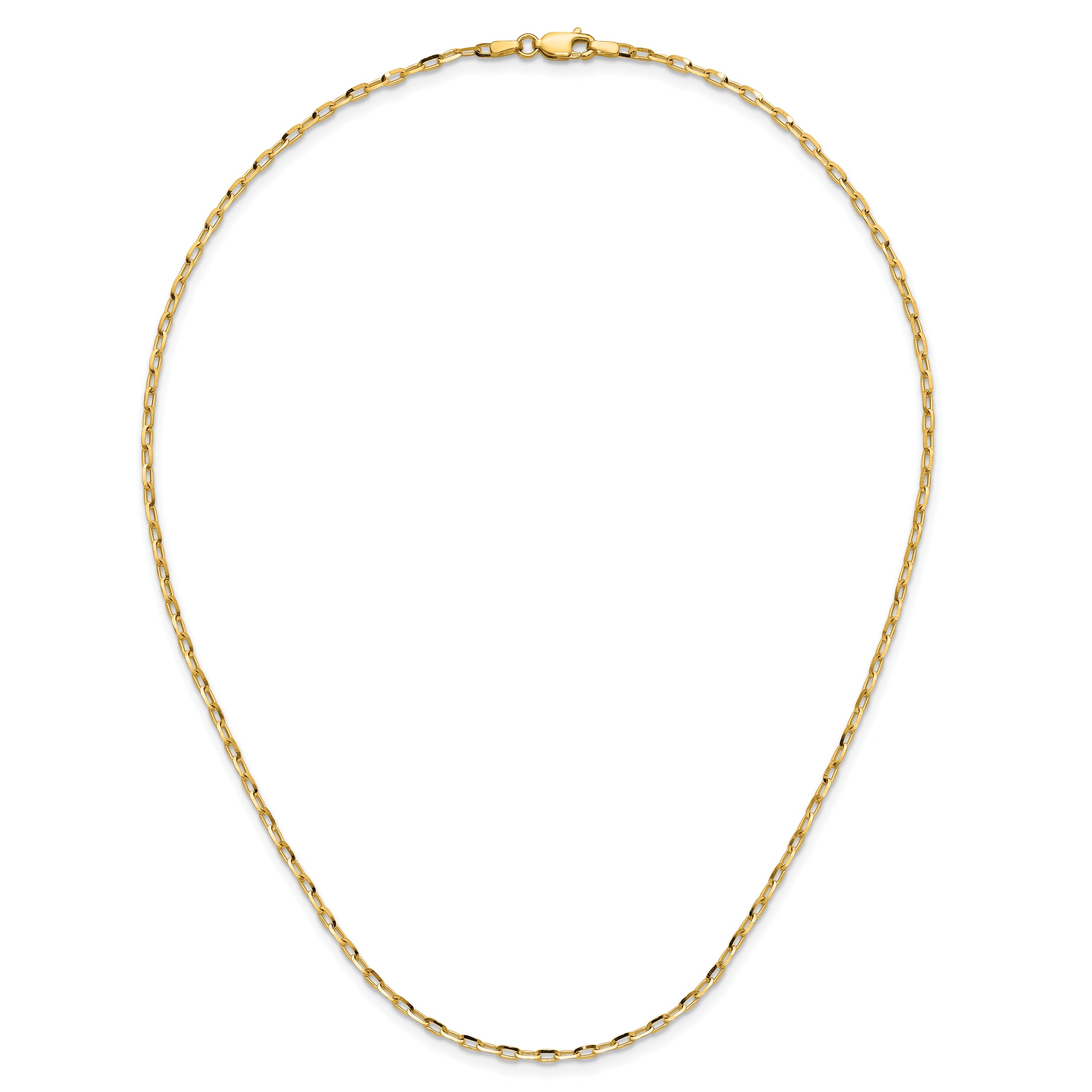 14K Yellow Gold 2.3mm D/C Open Long Link Cable Chain