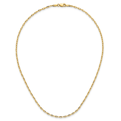 14K Yellow Gold 2.3mm D/C Open Long Link Cable Chain