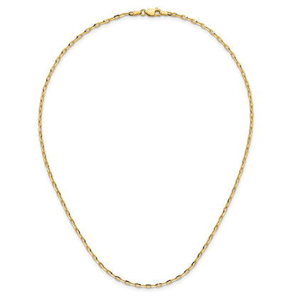 16 Inch 14K Yellow Gold 2.3mm D/C Open Long Link Cable Chain Necklace